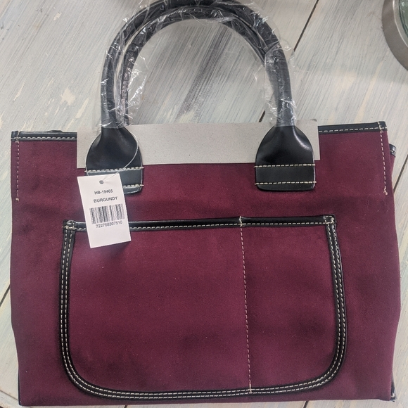 Saks Fifth Avenue burgundy tote bag - Picture 1 of 4